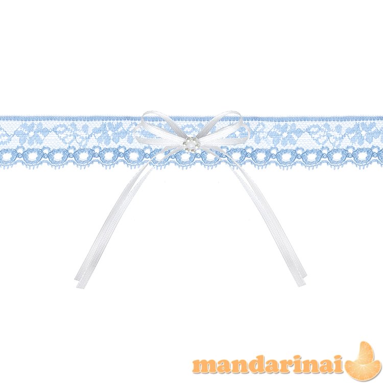 Lace garter with a ribbon, sky-blue