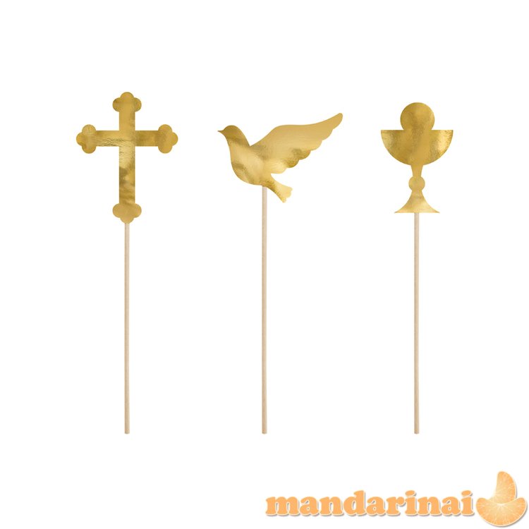 Cake toppers First Communion, gold, 31.5cm (1 pkt / 6 pc.)