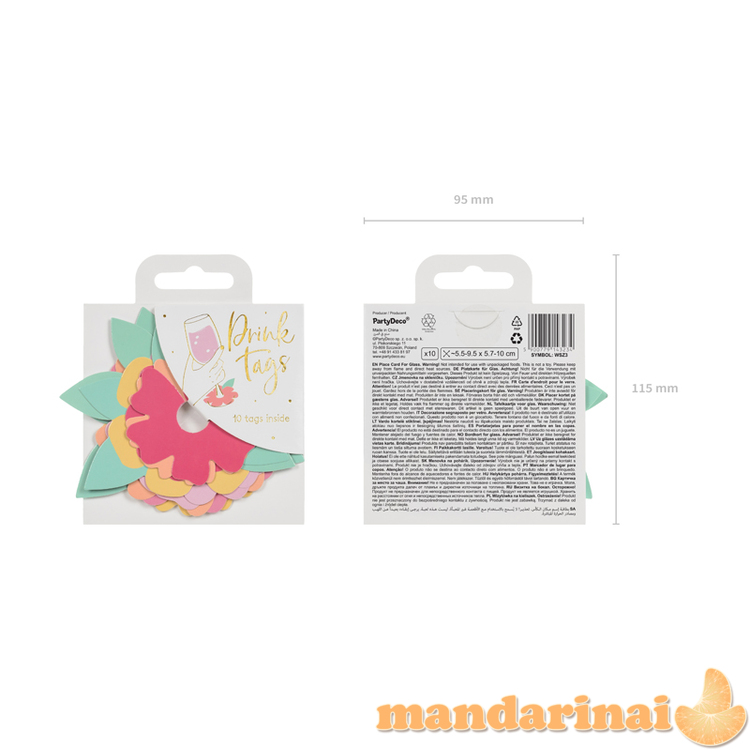 Drink tags Flowers, mix, 5.5-9.5x5.7-10cm (1 pkt / 10 pc.) 1
