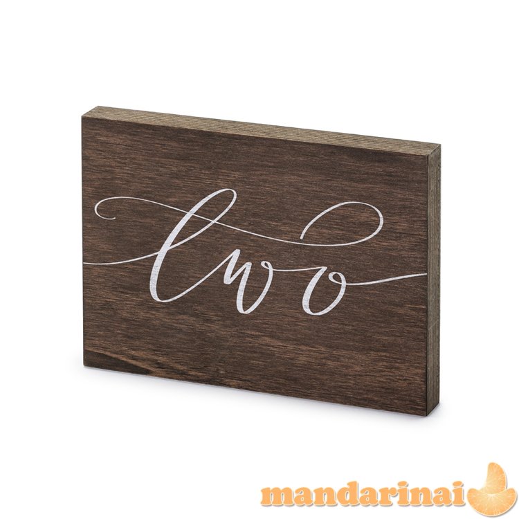 Wooden table number,   Two  , 2x18x12.5 cm