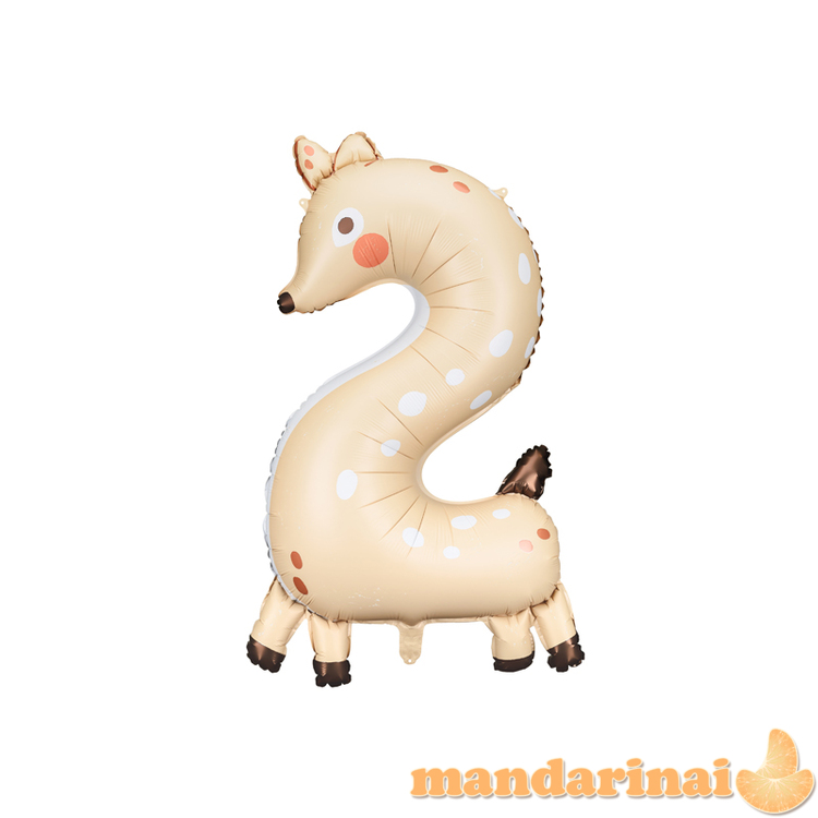 Foil balloon Number 2 - Roe-deer, 65x102 cm, mix