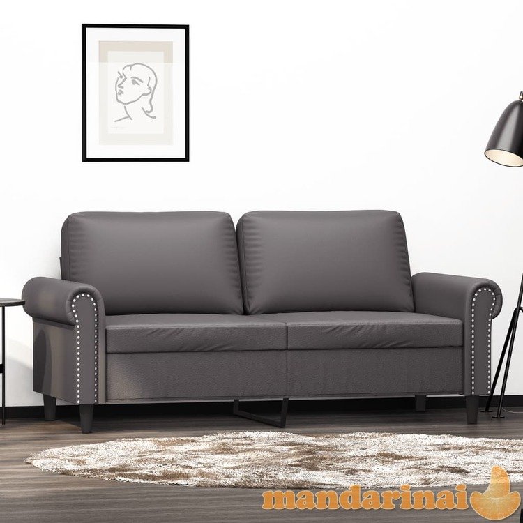 Dvivietė sofa, pilkos spalvos, 140cm, dirbtinė oda