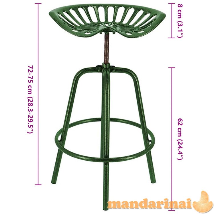 Esschert design baro kėdė, žalios spalvos, traktoriaus sėdynės dizaino