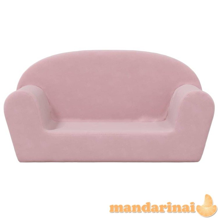 Vaikiška dvivietė sofa, rožinės spalvos, minkštas pliušas