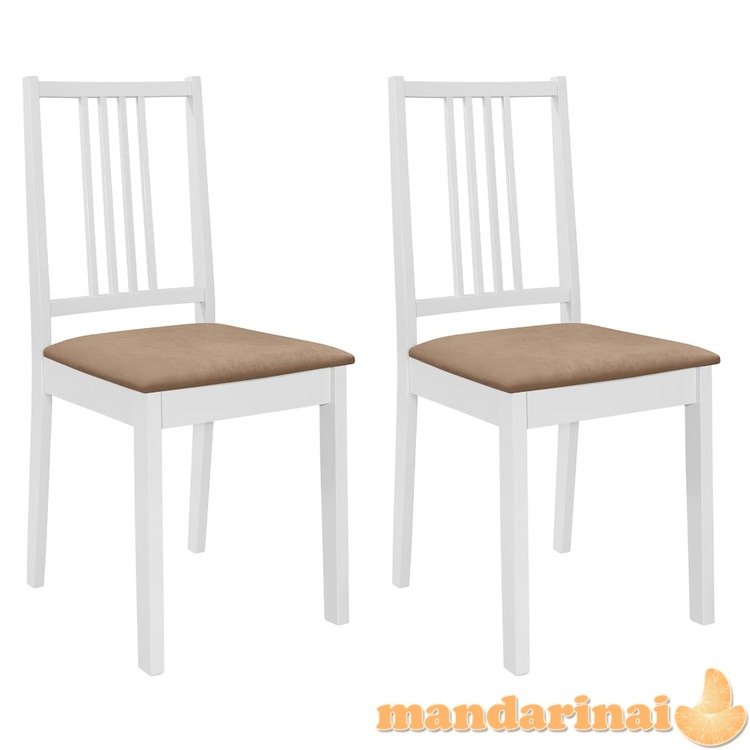 Valgomojo kėdės su pagalv., 2 vnt., balt. sp., medienos masyvas