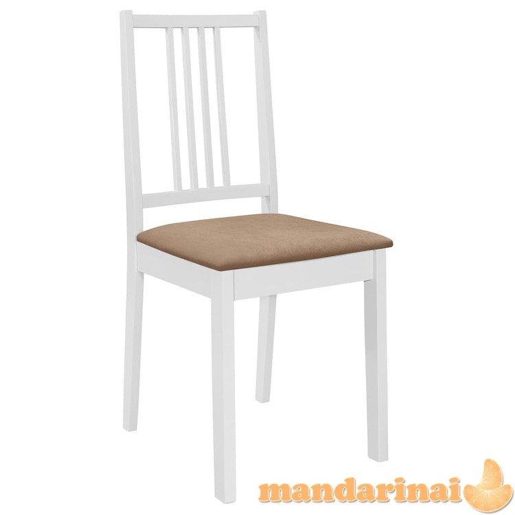 Valgomojo kėdės su pagalv., 2 vnt., balt. sp., medienos masyvas