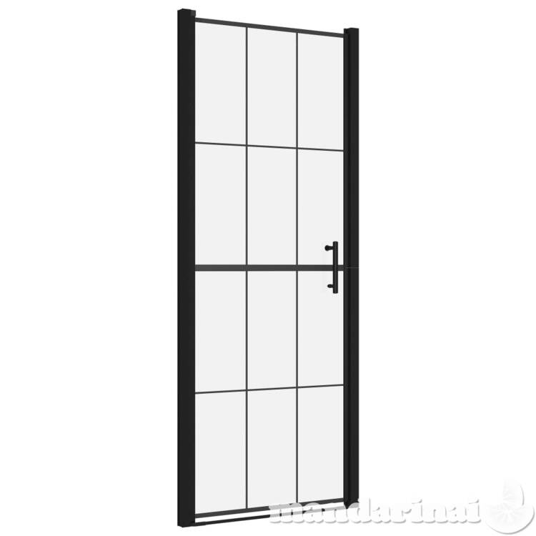 Dušo durys, 81x195cm, juodos spalvos, grūdintas stiklas
