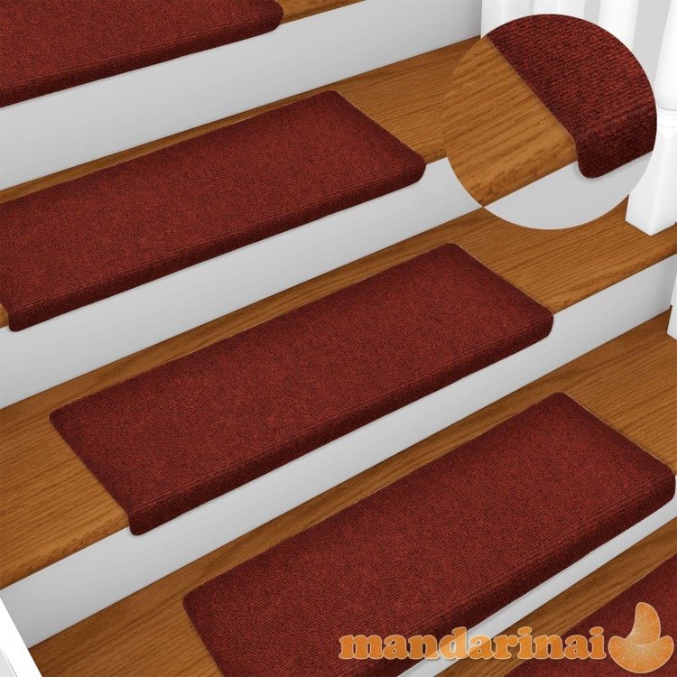 Laiptų kilimėliai, 5vnt., tamsiai raudoni, 65x21x4cm