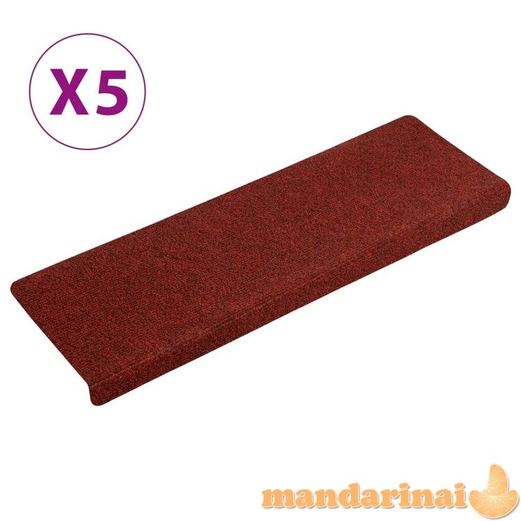 Laiptų kilimėliai, 5vnt., tamsiai raudoni, 65x21x4cm