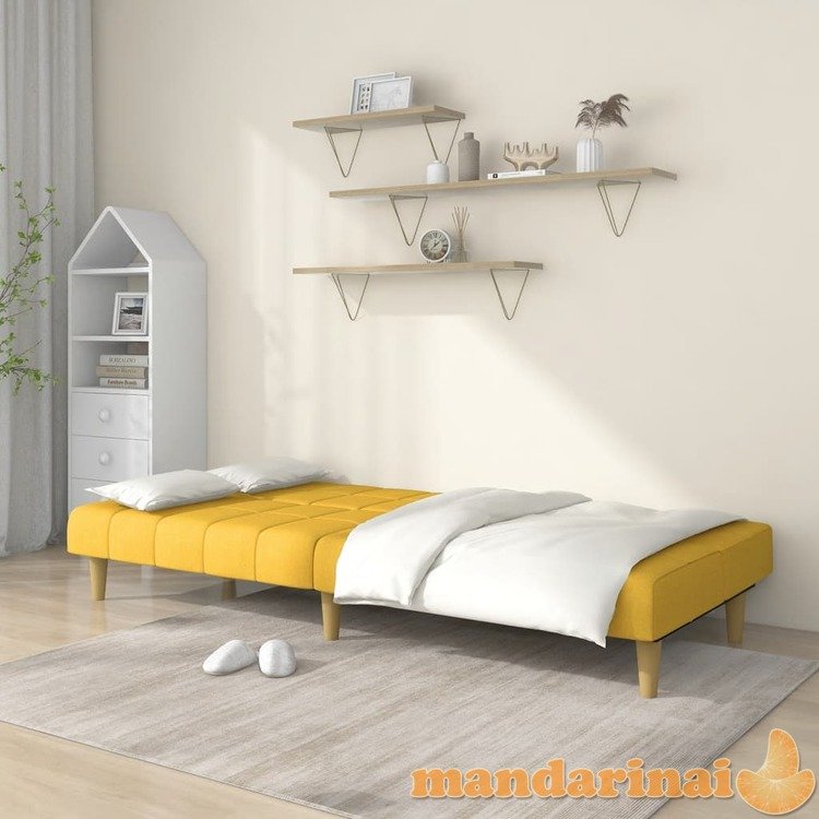 Dvivietė sofa-lova, geltonos spalvos, audinys