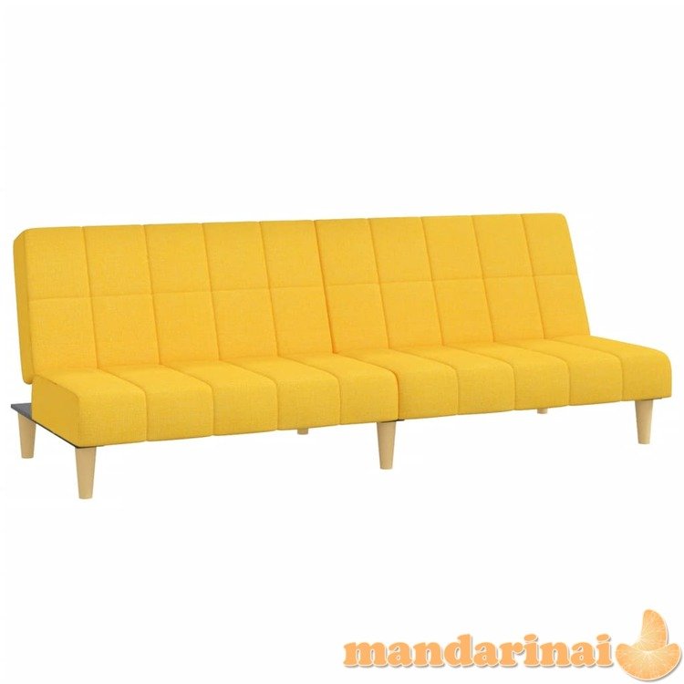 Dvivietė sofa-lova, geltonos spalvos, audinys