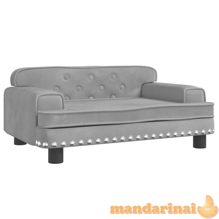 Vaikiška sofa, šviesiai pilkos spalvos, 70x45x30cm, aksomas