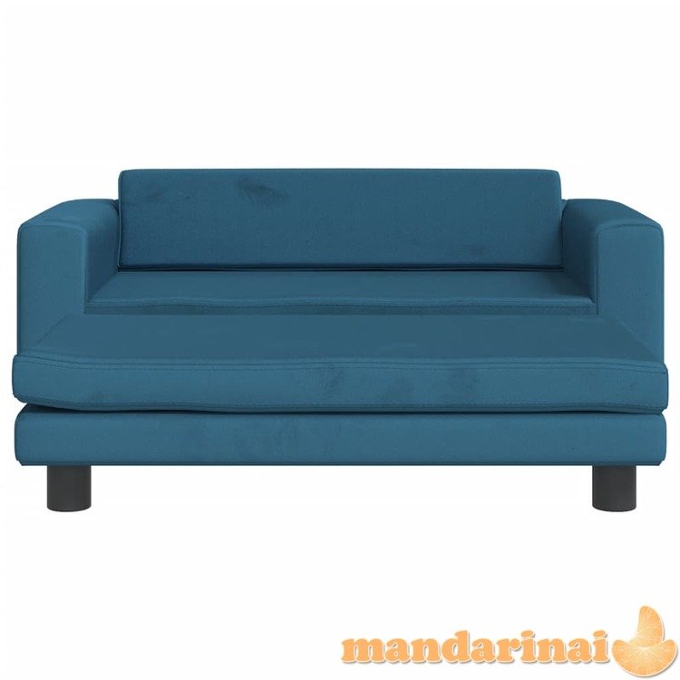 Vaikiška sofa su pakoja, mėlyna, 100x50x30cm, aksomas