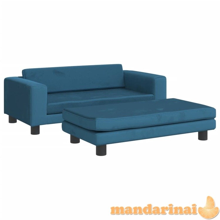 Vaikiška sofa su pakoja, mėlyna, 100x50x30cm, aksomas