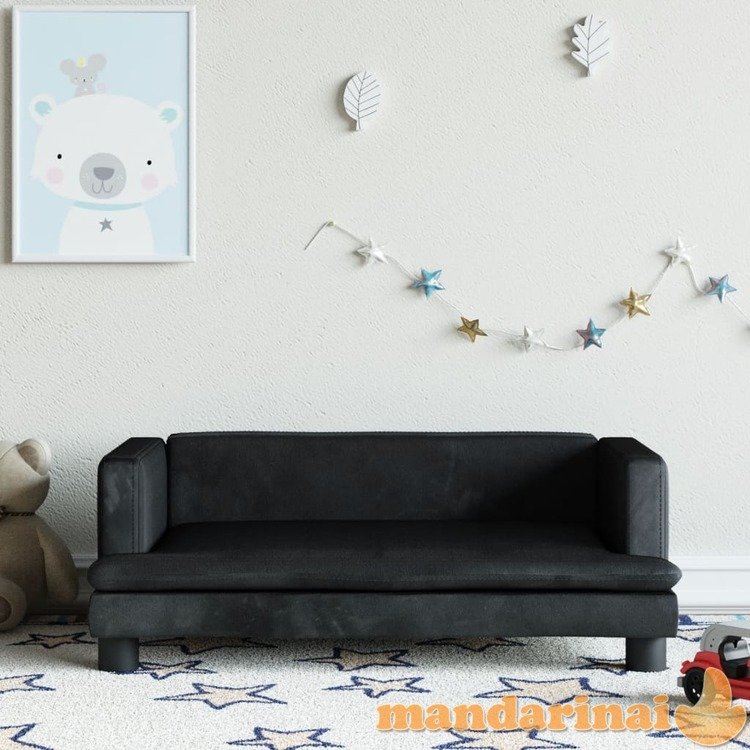 Vaikiška sofa, juodos spalvos, 80x45x30cm, aksomas