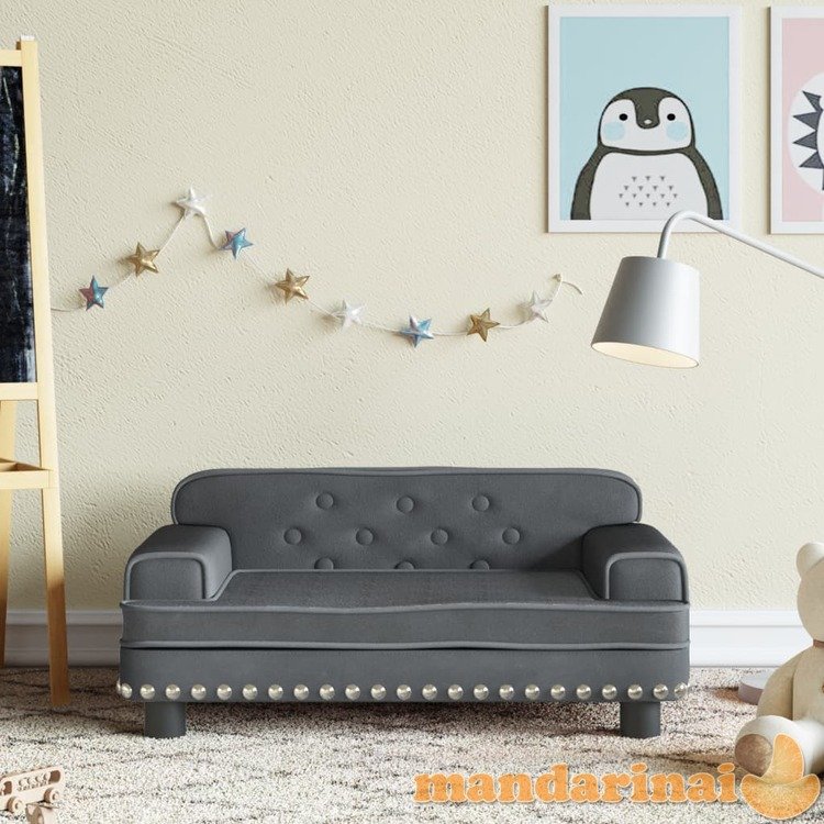 Vaikiška sofa, tamsiai pilkos spalvos, 70x45x30cm, aksomas