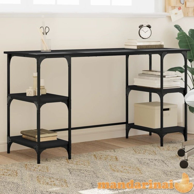 Rašomasis stalas, juodas, 140x50x75cm, metalas/apdirbta mediena