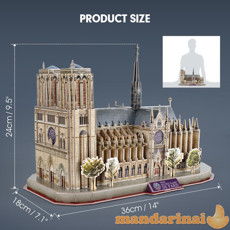 CUBICFUN 3D dėlionė iš serijos „National Geographic“ - „Noterdamo katedra“