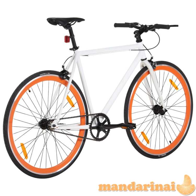 Fiksuotos pavaros dviratis, baltas ir oranžinis, 700c, 51cm