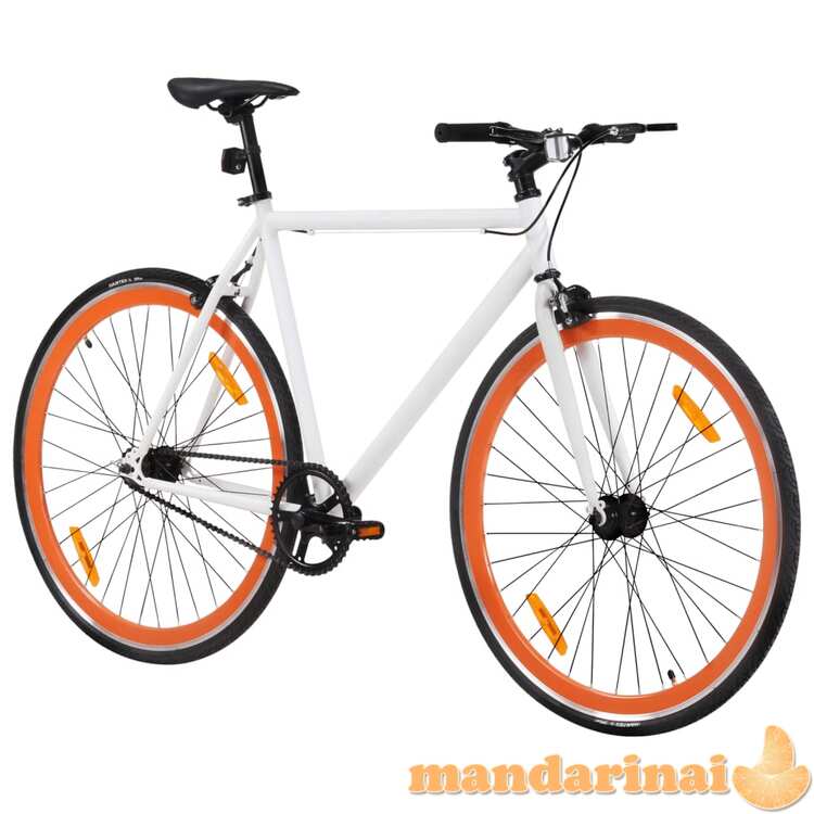 Fiksuotos pavaros dviratis, baltas ir oranžinis, 700c, 51cm