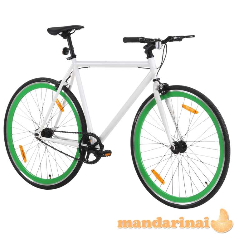 Fiksuotos pavaros dviratis, baltas ir žalias, 700c, 59cm