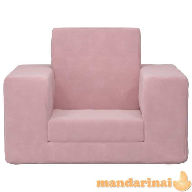 Vaikiška sofa-lova, rožinės spalvos, minkštas pliušas