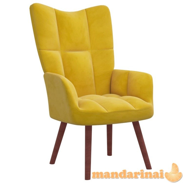 Poilsio kėdė, garstyčių geltonos spalvos, aksomas