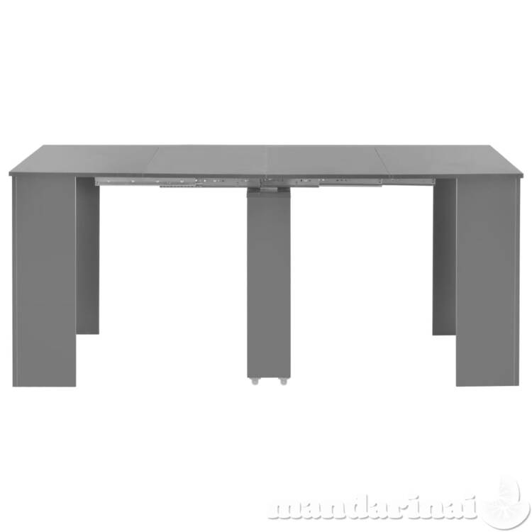 Išskleidž. valgomojo stalas, pilkos sp., 175x90x75cm, l. blizg.