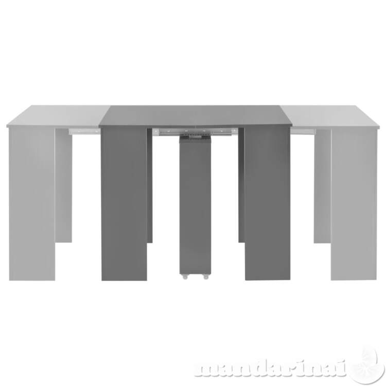 Išskleidž. valgomojo stalas, pilkos sp., 175x90x75cm, l. blizg.