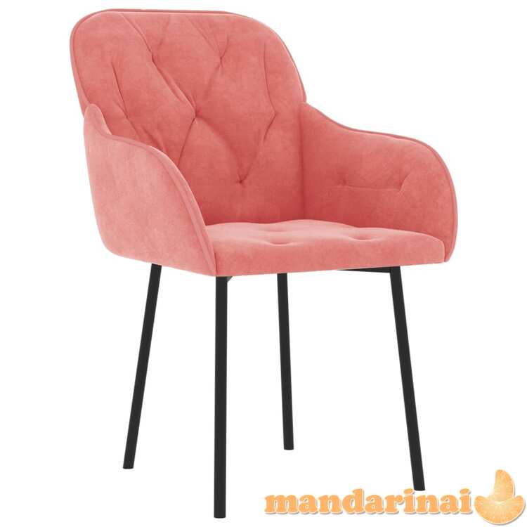 Valgomojo kėdės, 2vnt., rožinės spalvos, aksomas
