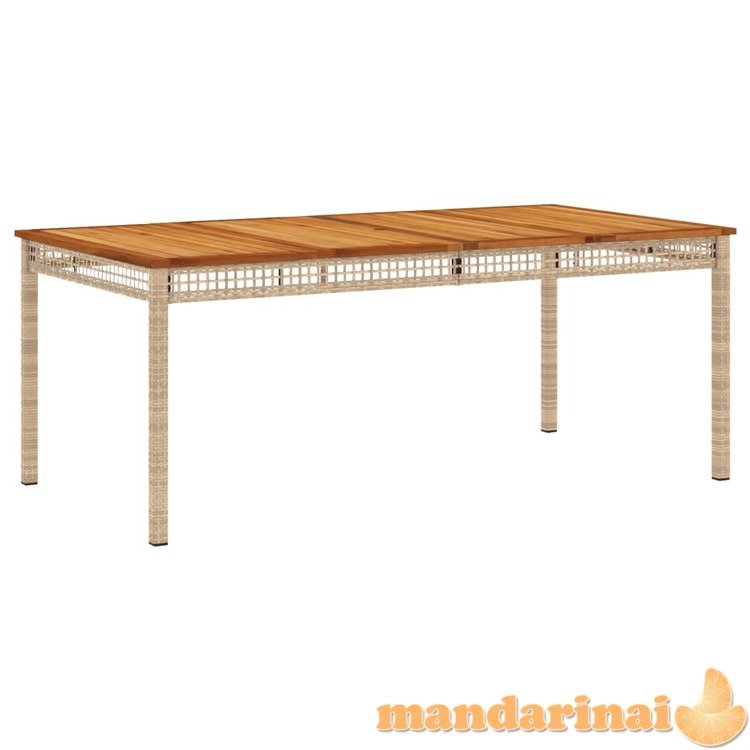 Sodo stalas, smėlio, 180x90x75cm, poliratanas/akacijos mediena