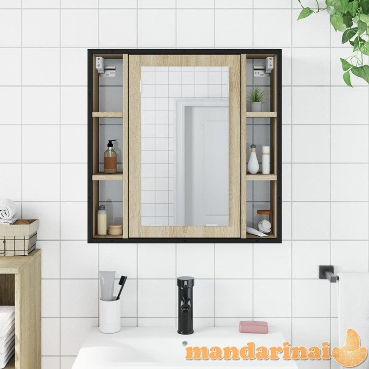 Veidrodinė vonios spintelė, ąžuolo, 60x16x60cm, mediena