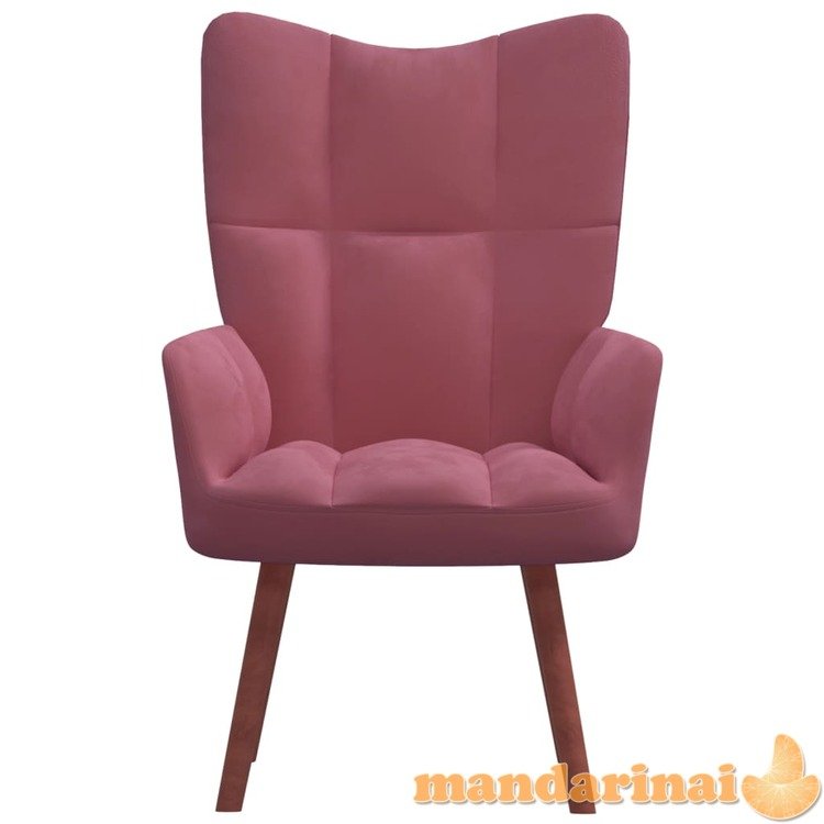 Poilsio kėdė, rožinės spalvos, aksomas