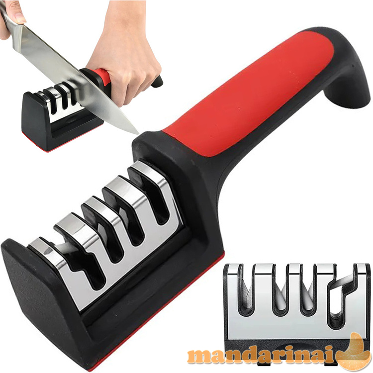 Peilių galąstuvas  su trijų pakopų šlifavimo akmeniu  