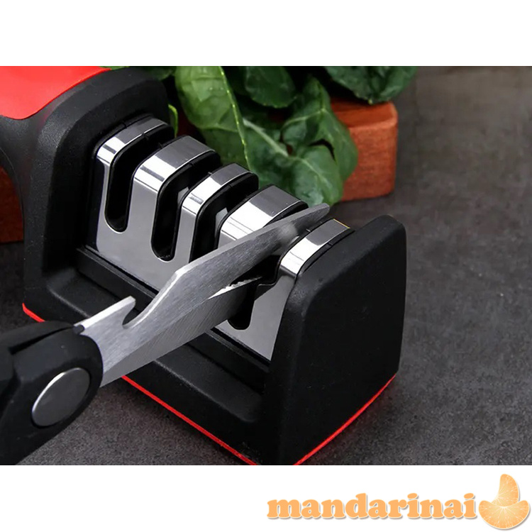 Peilių galąstuvas  su trijų pakopų šlifavimo akmeniu  