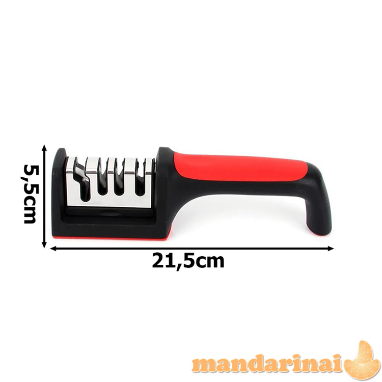 Peilių galąstuvas  su trijų pakopų šlifavimo akmeniu  