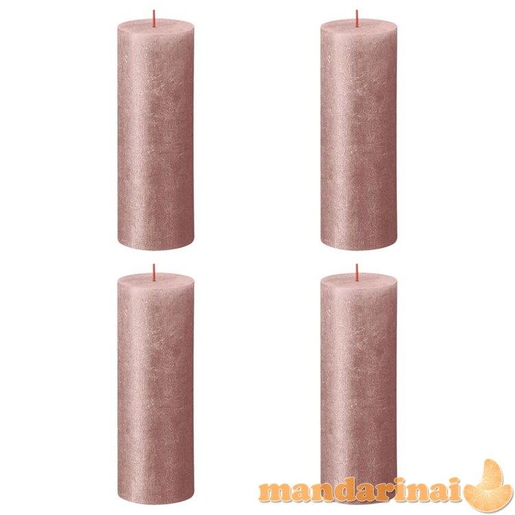 Bolsius Žvakės shimmer, 4vnt., rožinės, 190x68mm, cilindro formos