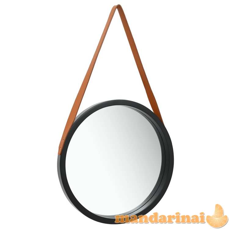 Sieninis veidrodis su dirželiu, juodos spalvos, 40cm