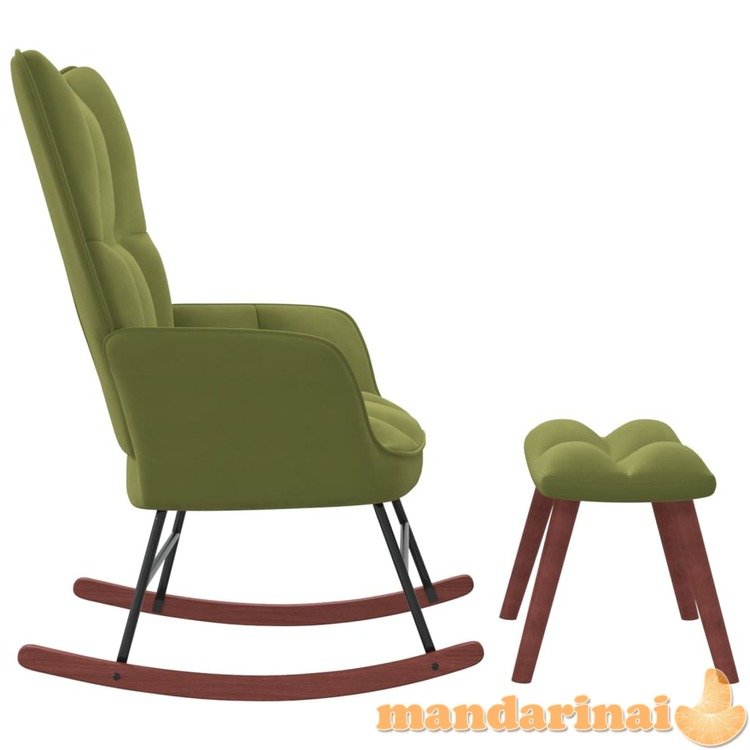 Supama kėdė su pakoja, šviesiai žalios spalvos, aksomas