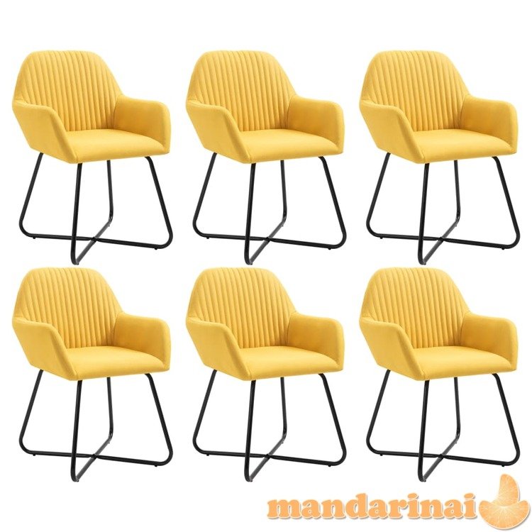 Valgomojo kėdės, 6 vnt., geltonos, audinys (3x249814)