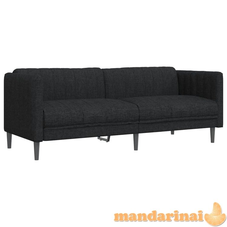 Trivietė sofa, juodos spalvos, audinys