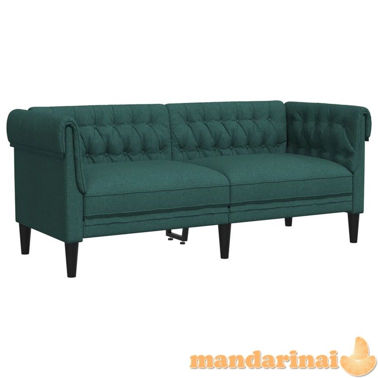 Dvivietė chesterfield sofa, tamsiai žalios spalvos, audinys