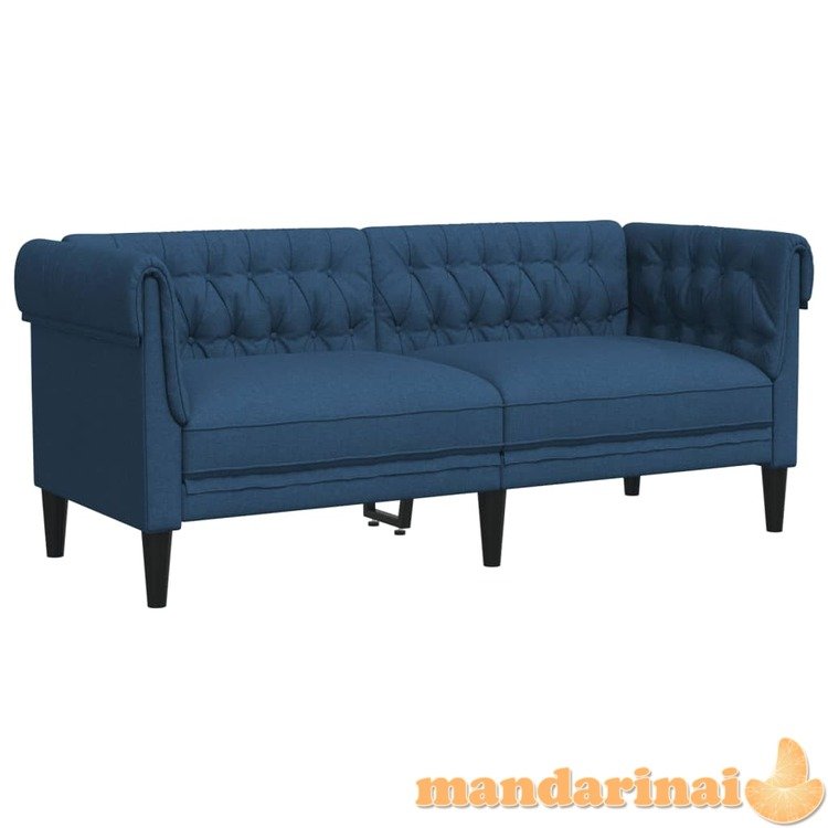 Dvivietė chesterfield sofa, mėlynos spalvos, audinys