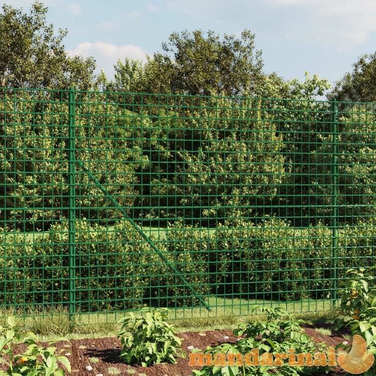 Vielinė tinklinė tvora su flanšais, žalios spalvos, 1,4x10m