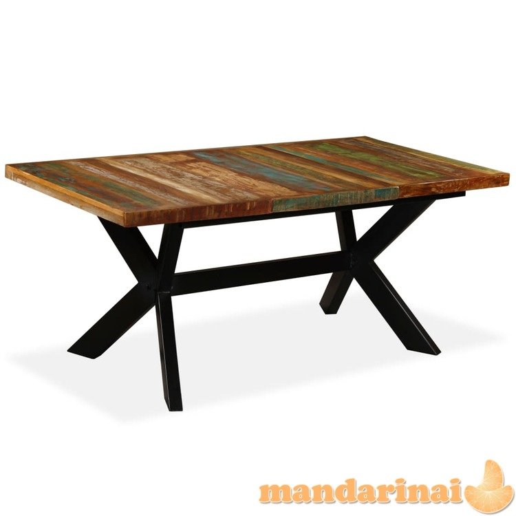 Valgomojo stalas, perdirbta mediena ir kryžm. plieno rėmas, 180cm
