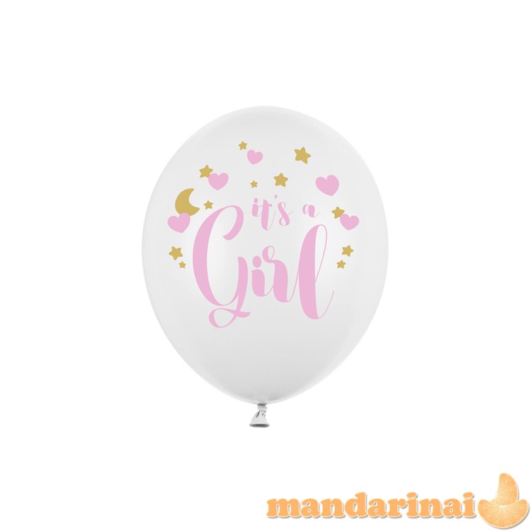Balloons 30cm, It s a Girl, Pastel Pure White (1 pkt / 6 pc.)