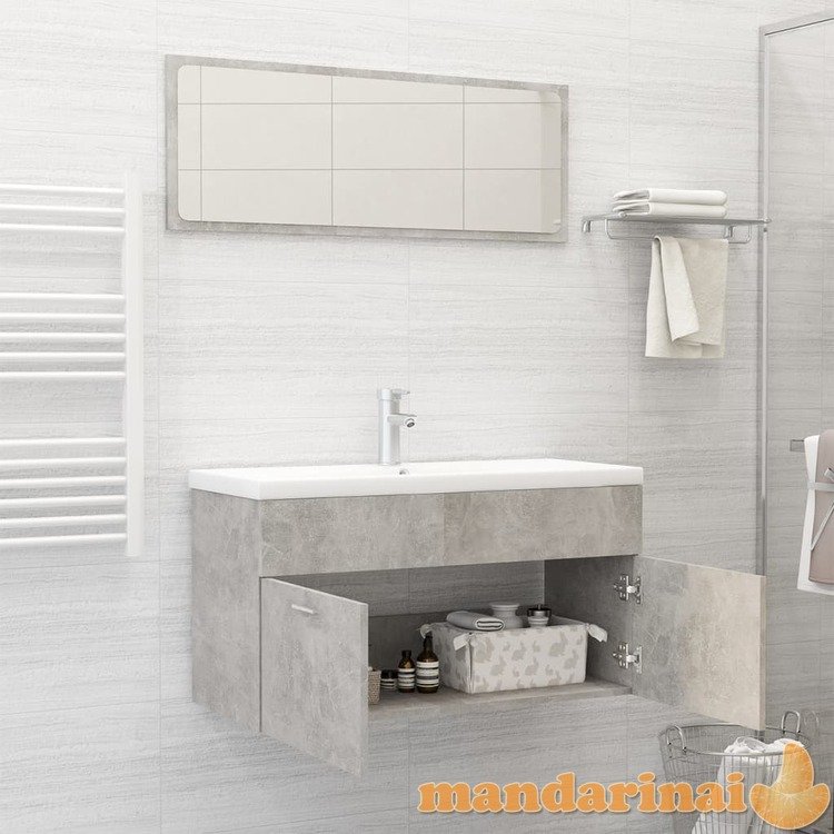 Vonios kambario baldų komplektas, betono pilkos spalvos, mdp