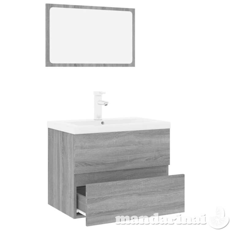 Vonios baldų komplektas, pilkas ąžuolo, apdirbta mediena