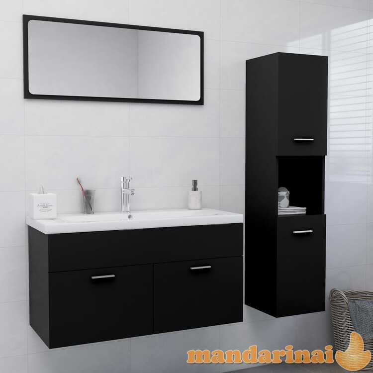 Vonios kambario baldų komplektas, juodos spalvos, mdp