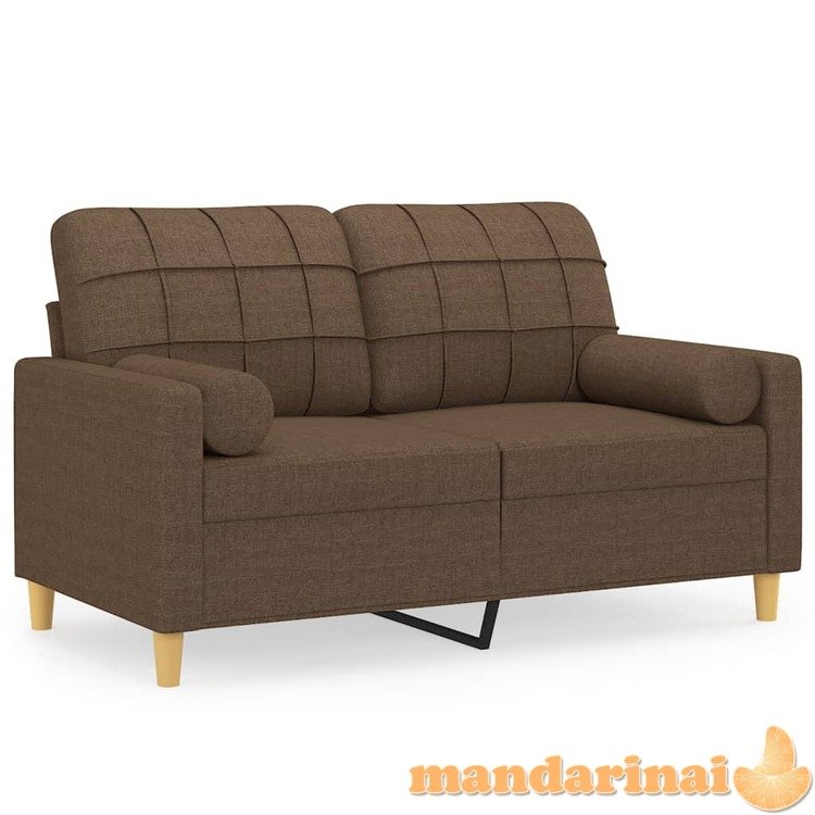 Dvivietė sofa su pagalvėlėmis, rudos spalvos, 120cm, audinys